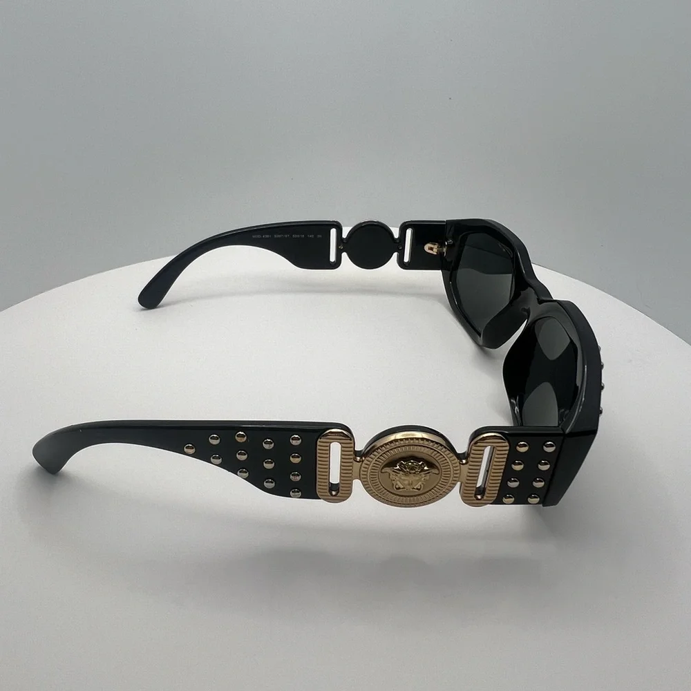 Versace Black Sunglasses with Gold Medusa Logo - Picture 4 of 6